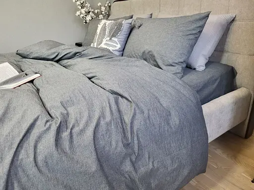 Комплект постельного белья Washed Cotton из вареного хлопка графит Graphite - двуспальный - фото 4