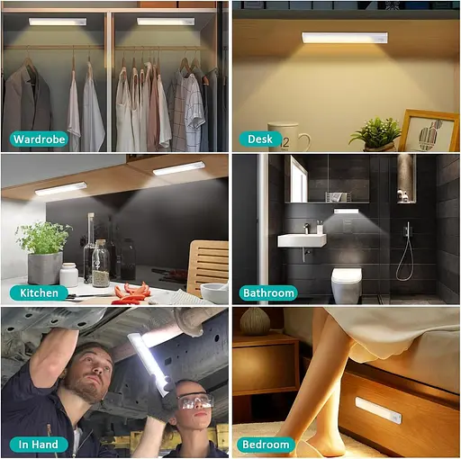 Кухонні світильники Forepin Under Cabinet, 3 шт. 40 світлодіодів з датчиком руху з магнітною смугою 20 см USB - фото 7