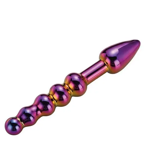 Анальный фаллоимитатор Glamour Glass Ridged Anal Dildo 18 см (радужный) - фото 3