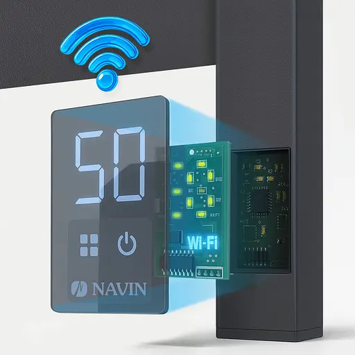 Электрический полотенцесушитель Navin Avalon 480x1200 Sensor с Wi-Fi права, черный муар 12-112033-4880, Черный матовый, Правое, Электронный - фото 6