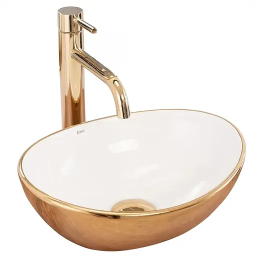 Умивальник Rea Sofia gold/white накладний REA-U0456, Золотий - фото 1