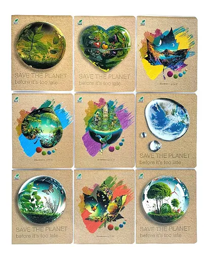 Зошити учнівські 48 аркушів клітинка Екокартон Back brown з вибірковим об'ємним УФ-лаком, 10 шт. в упаковці