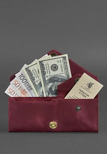 Женский кожаный кошелек Керри 1.0 бордовый Crazy Horse - фото 3