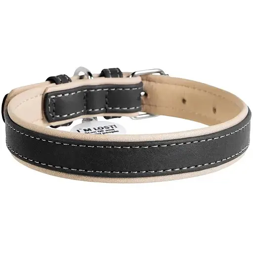Ошейник для собак Waudog Soft с QR паспортом кожаный Ш 35 мм, Д 57-71 см черный - фото 2