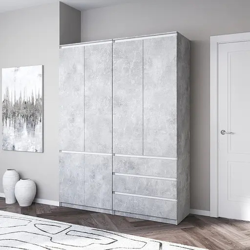 Шкаф для одежды Vays, со штангой и полками, комплект из 2 шкафов R10+R16 Бетон-Белые планки