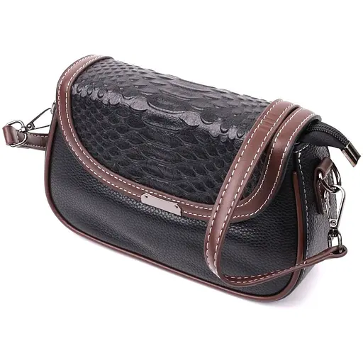 Сумка для женщин Vintage с фактурным клапаном из натуральной кожи 22х14х6.5 см sum0029059 - фото 1