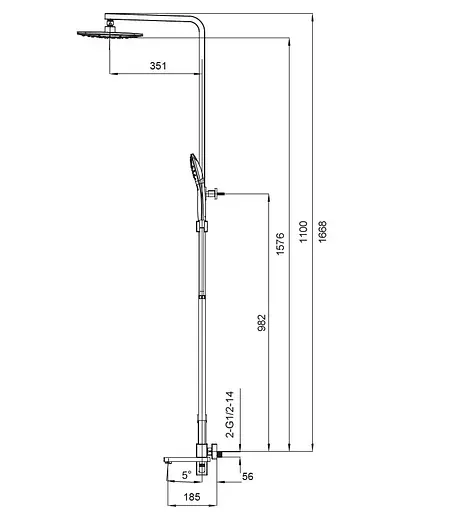 Душова система Koer KB-56009-01 KR3506, Хром - фото 2