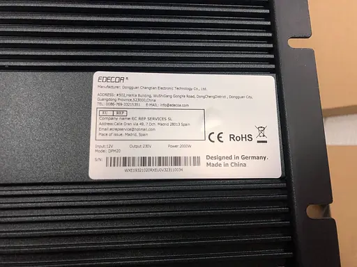 Інвертор перетворювач напруги Edecoa Spannungswandler DPM20 12-230V 2000W чистий синус (дві розетки) - фото 5