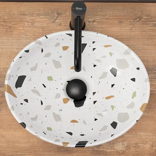 Умивальник Rea Sofia terazzo накладний REA-U6932, Цветной - фото 4