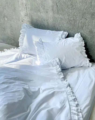 Комплект постільної білизни двоспальний з рюшами 180х200 см варена бавовна White Dream Білий (2006R) - фото 9