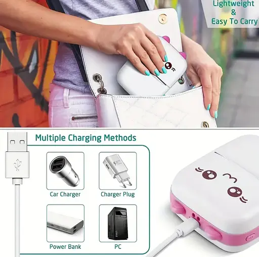 Портативний мінітермопринтер Bluetooth для етикеток і нотаток, безчорнильний кишеньковий принтер Рожевий - фото 9