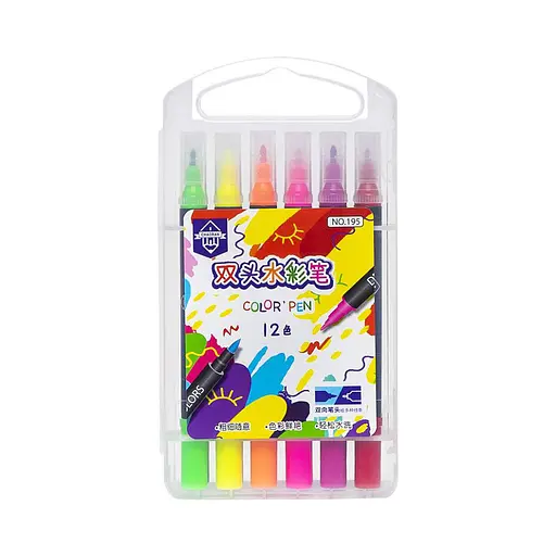 Детские фломастеры Двухсторонний COLOR-IT 195-12, 12 цветов