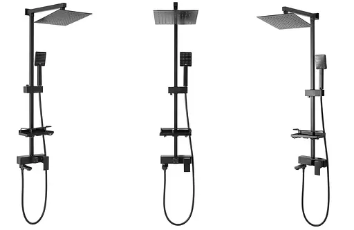 Душова система Rea Jack black чорний з полицею REA-P7009, Чорний - фото 2
