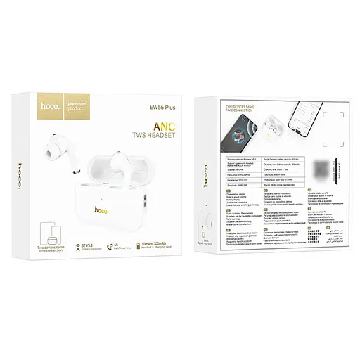 Навушники бездротові Hoco TWS EW56 Plus вакуумні білий - фото 9