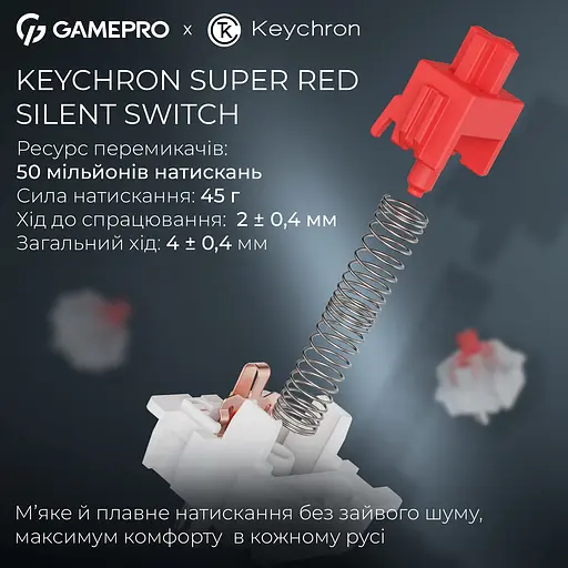 Клавіатура бездротова GamePro Asgard Yord Keychron Super Red Switch White (MK266WH) - фото 8