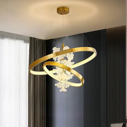 Подвесной светильник Jasmine на два золотых кольца Line.F Диаметр 60+40 - фото 1