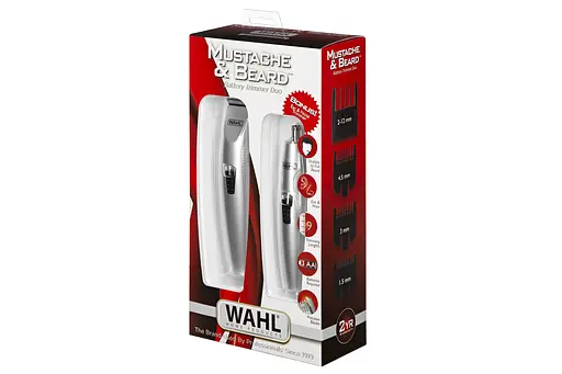 Триммер Moser Wahl, для бороды и усов, 3хАА, роторный мотор, насадок-4, триммер для носа, подставка, сталь, серый - фото 6