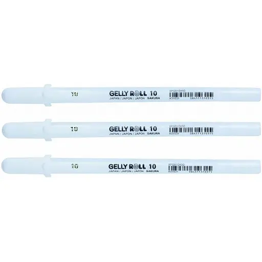 Набор гелевых ручек Sakura Basic 10 Fine Bold 3шт Белые - фото 3
