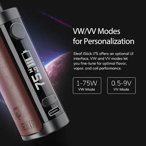 Набор электронная сигарета Eleaf iStick i75 75W 3000mAh with Ep Pod Tank 2ml Kit Red (15782) - фото 2