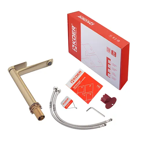 Смеситель для умывальника Koer KB-11028-12 высокий KR5295 Золотой - фото 2