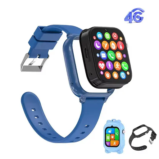 Дитячий розумний смарт-годинник Smart Watch T53 з GPS відеодзвінком прослуховуванням + 2 додаткові корпуси Синій - фото 3
