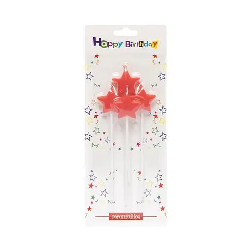 Набір свічок для торта "Зірочки" Bambi TL-1045(Red) червоний, 4 штуки - фото 1