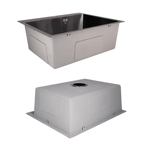 Кухонна мийка Lidz Handmade H6050B інтегрована BlackPVD у комплекті з дозатором та корзиною, Чорний - фото 3