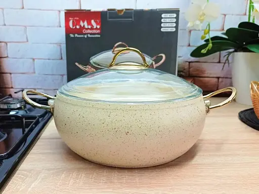 Каструля O.M.S. Collection 3141 з гранітним покриттям з кришкою 20 см 2.5 л Слонова кістка (Туреччина) - фото 8