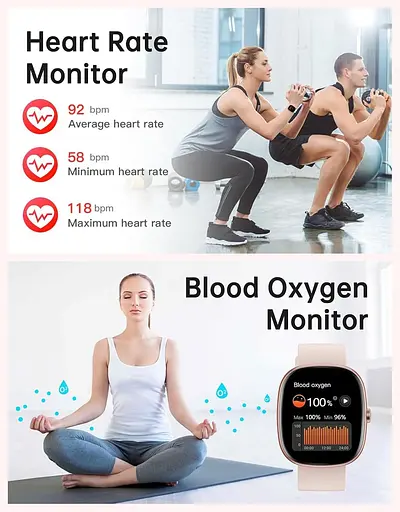 HUAKUA Смарт-годинник для жінок і чоловіків (відповідношення/довершення дзвінків), 1,85-дюймовий HD-розумний годинник для телефонів - фото 2