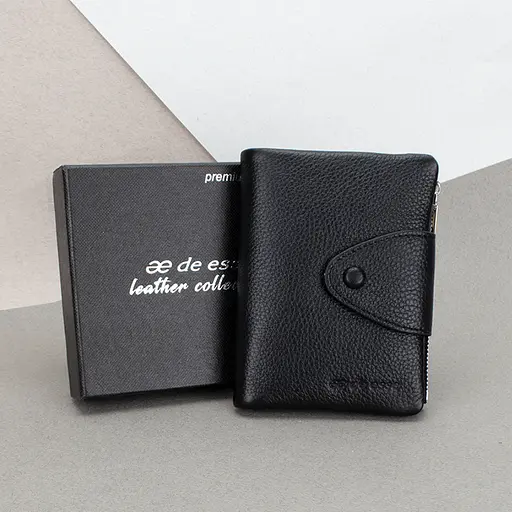 Гаманець жіночий шкіряний De Esse 14057-GD01 маленький чорний - фото 1