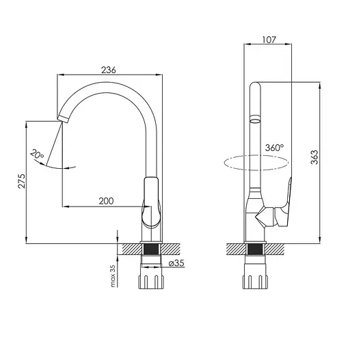 Змішувач для кухні Imprese Kucera black matt f03403410AA Чорний матовий - фото 2