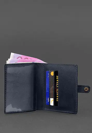 Кожаная обложка-портмоне для удостоверения офицера 11.0 темно-синяя - фото 5