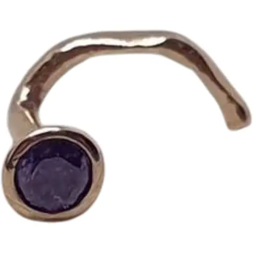 Золота сережка-пірсинг Dear в ніс Dear с фіанітом. 1023.4 Аметистовий