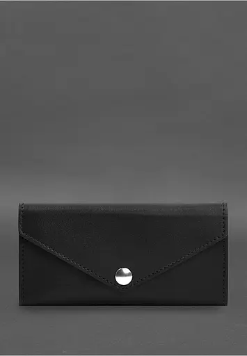 Кожаный клатч (портмоне) на кнопке 5.0 Черный краст - фото 2