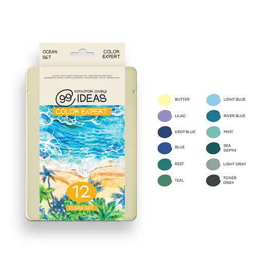 Набор цветных карандашей 99IDEAS "Color Expert" 12 цв., Ocean Set, металл. коробка, 99CE-12OCN - фото 3