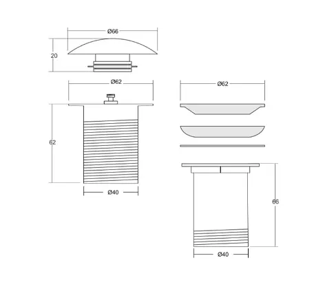 Донний клапан для умивальника Corsan click-clack gold без переливу MU03GL, Золотий - фото 2