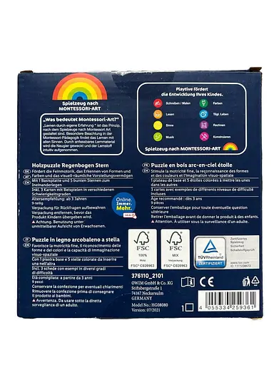 Деревянная головоломка Монтессори Play tive радужный шестигранник - фото 2
