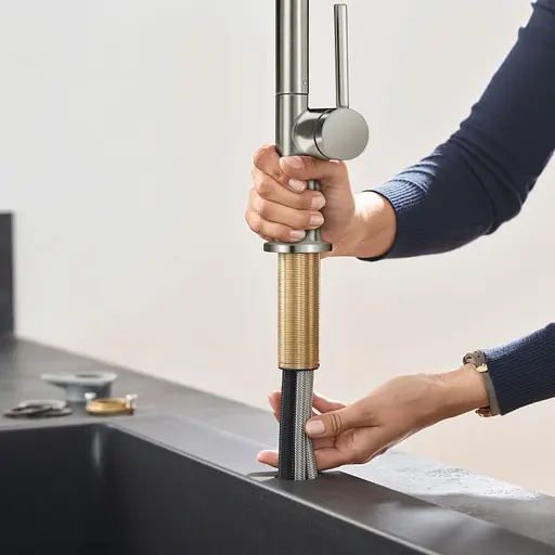 Смеситель для кухни Hansgrohe Talis M54 270 2jet с вытяжным изливом стальной 72808800 Нержавеющая сталь - фото 7