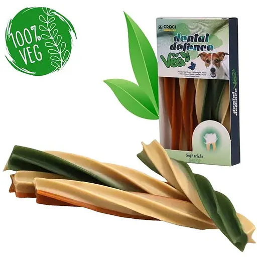 Ласощі для собак Croci Dental-veg кручений стік солодка картопля з м'ятою 75 г