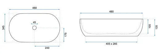 Умивальник Rea Amelia накладний black marble shiny REA-U8000, Чорний - фото 6