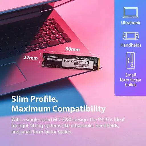 Накопитель SSD Patriot m.2 NVMe 1Tb P410 PCIe 4.0x4 (P410P1TBM28H) - фото 3