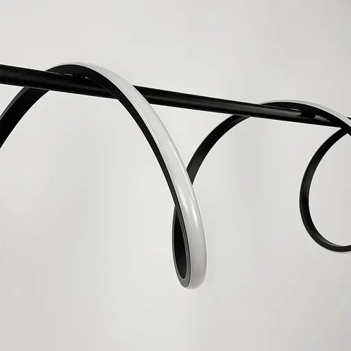 Видовжена чорна LED люстра із світлодіодною хвилею та білим плафоном Line.F MJ 189-1500 BK - фото 5