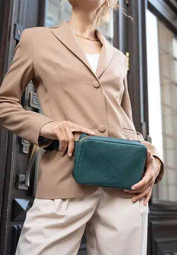 Шкіряна поясна сумка Dropbag Mini зелена - фото 10