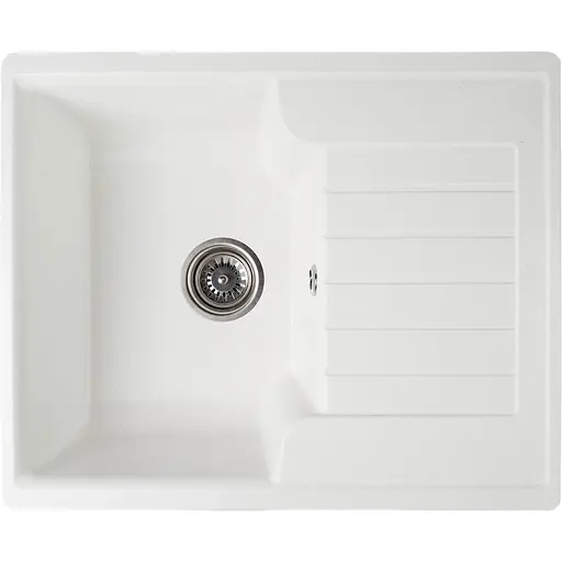 Гранітна кухонна мийка Romzha Klasicky 61 Biela (102) з крилом - фото 1