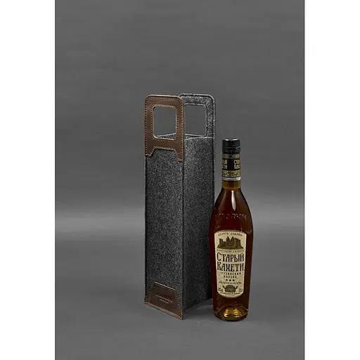 Чехол для вина BlankNote Краст 1.0 из фетра с кожаными вставками темно-коричневый - фото 6