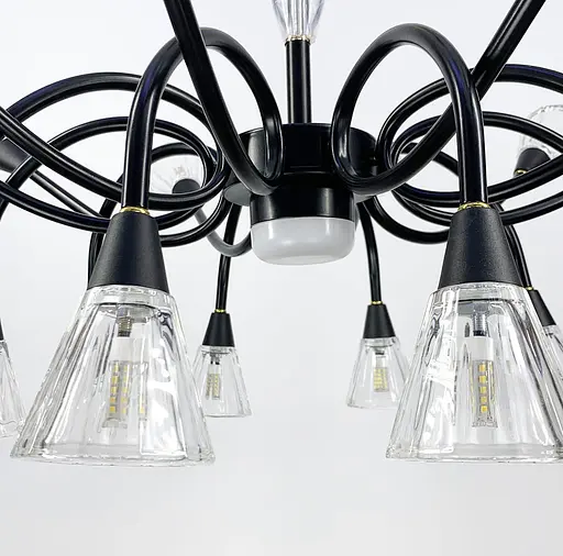 Подвесной светильник с закрученными рожками в черном каркасе Line.F H 9866/10+10 BK - фото 6