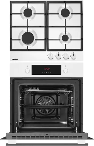 Комплект Hansa духовка электрическая + эмалированная газовая поверхность белый - фото 7
