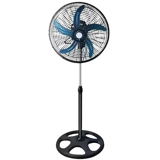 Напольный вентилятор H2FN‑18460A 60Вт 45см с защитной решеткой и регулировкой высоты Черный/Синий - фото 1