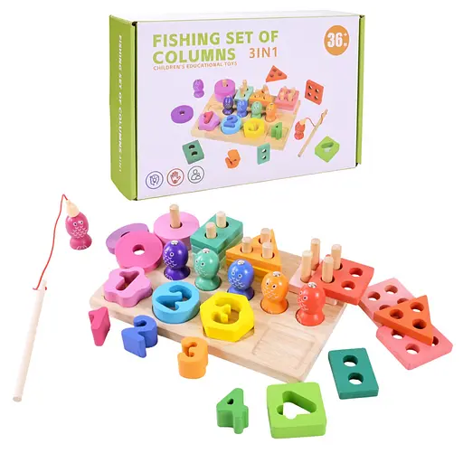 Детская деревянная игрушка "Пирамидка-сортер" Bambi C9416 рыбалка, вкладыши - фото 1