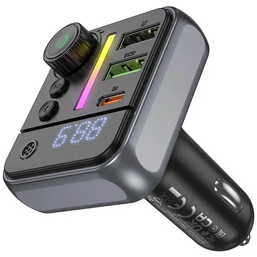 АЗП FM модулятор Borofone BC50 Ascenso PD20W+QC3.0 18W (2USB-A/1C) Black - фото 7